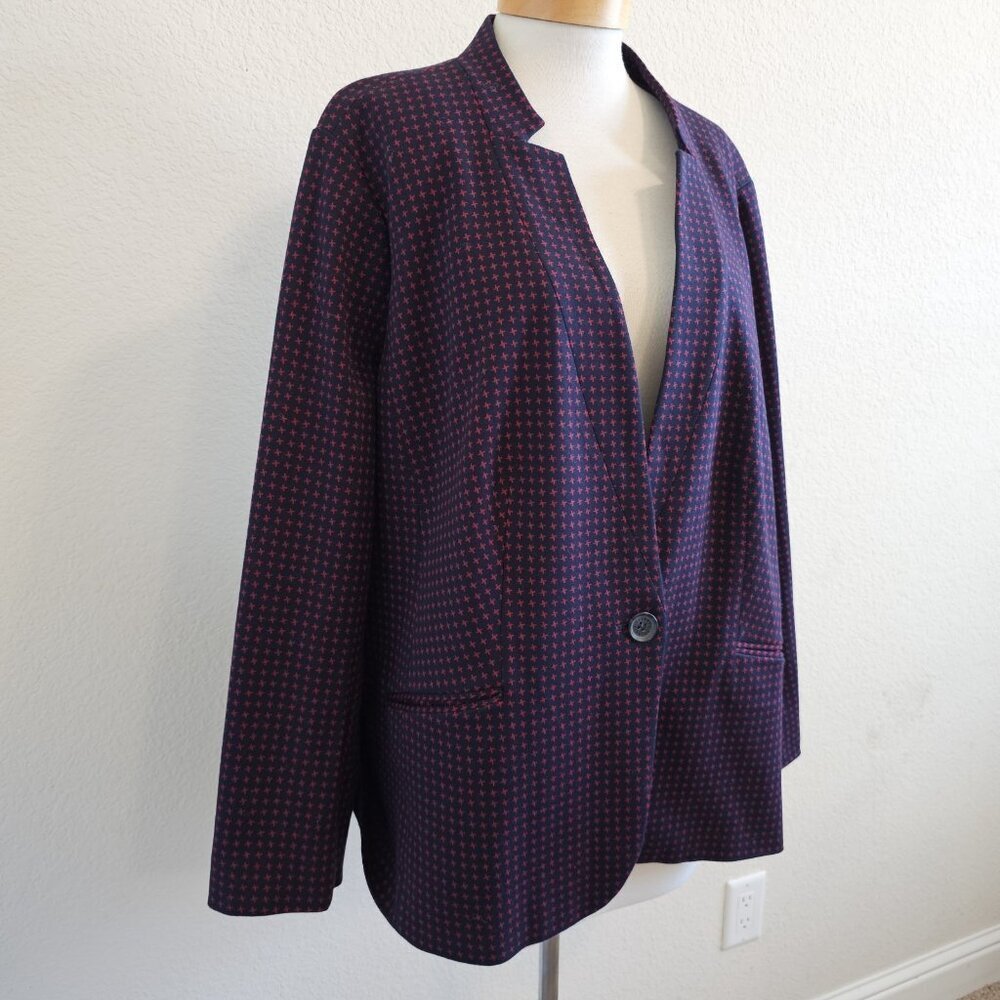 Talbots Aberdeen Jacquard Check Knit 1-Button Collared Blazer Womens Career 24W - Picture 4 of 12
